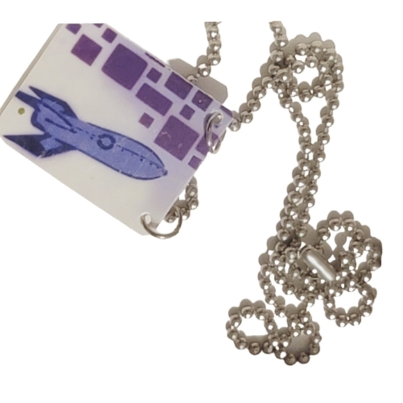 PLANE GOOD LUCK TRAVEL Necklace with airplane taking off smoothly - Picture 3 of 4